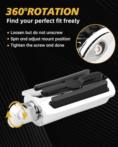 TSUNG Motorcycle Foot Pegs Passenger Footpegs Male Mount Foot Rest Pedal Compatible with Harley Davidson Touring Street Glide Road King Road Electra Glide Sportster Dyna Softail (B-Chrome) - color: B-Chrome