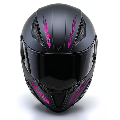 customTAYLOR33 High-Intensity Grade Premium Reflective Tribal Flame Helmet Decals, Motorcycle Safety Sticker Decals (Special Edition Purple) - color: Special Edition Purple