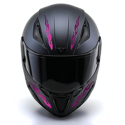 customTAYLOR33 High-Intensity Grade Premium Reflective Tribal Flame Helmet Decals, Motorcycle Safety Sticker Decals (Special Edition Purple) - color: Special Edition Purple