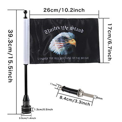 "United We Stand" Motorcycle Flag 6x9 American Eagle Flag with Black Flagpole Mount For Harley Davidson Honda Goldwing CB VTX CBR Yamaha - Fits 1/2" Round Luggage Rack - color: "United We Stand" Flag