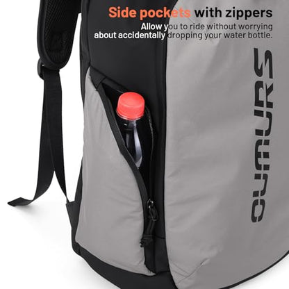 Oumurs Reflective Backpack 1800D Water-resistant Oxford Cloth Backpack Laptop Backpack for Motorcycle, Travel, Cycling, Work, Sport, Hiking, Gym, Black