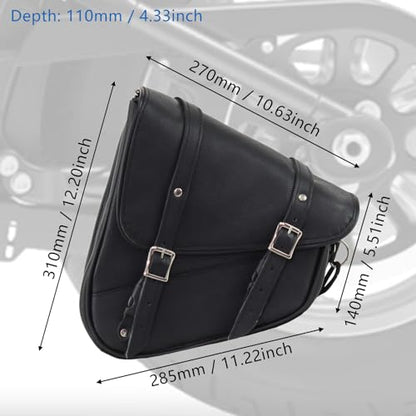 Dream Apparel Motorcycle Swingarm Bag with Black Leather, Swing Arm Bag Motorcycle Saddlebag Left Side Tool Bag Fit for Softail/Triangulated Swingarm Models Dyna Low Rider Fat Bob - color: 01-Black Genuine Leather