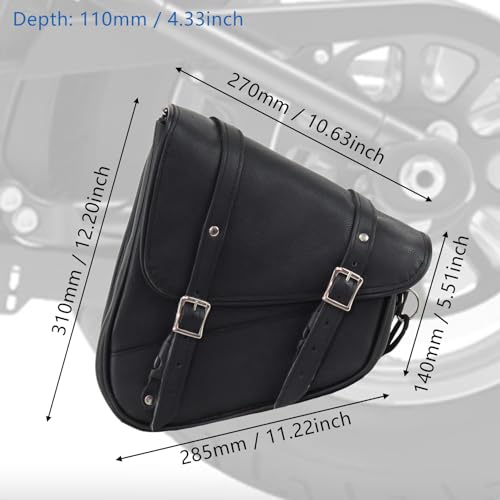 Dream Apparel Motorcycle Swingarm Bag with Black Synthetic Leather, Swing Arm Bag Motorcycle Saddlebag Left Side Tool Bag Fit for Softail/Triangulated Swingarm Models Dyna Low Rider Fat Bob - color: 02-Black Synthetic Leather