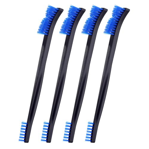 4 Pcs Small Cleaning Brush, Double-Ended Nylon Brush, Jewelry Cleaning Brushes for Detailed Cleanings of Jewelry, Cars, Kitchen, and Spaces - color: Blue Brush Head