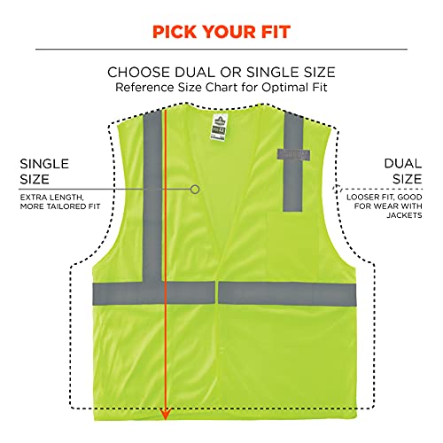 Ergodyne GloWear Economy High Visibility Reflective Safety Vest, Hook & Loop Closure - color: Lime, size: Medium (Pack of 3)