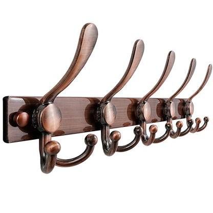 Dseap Coat Rack Wall Mount, Heavy Duty 12-Gauge Base vs Flimsy 1mm, Double-Thick Solid Anti-Snap Hooks, 16” Stud-Mount, Stainless Steel Hanger for Clothes Hat Entryway Closet Mudroom, Antique Copper - color: Antique Copper, size: L=17" (1pcs)