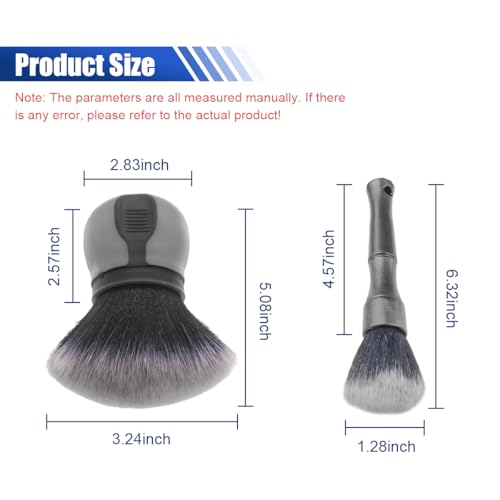 2PCS Car Detailing Brushes, Ultra Soft Bristles Dusting Brushes with Storage Rack, Curveball XL Synthetic Brushes, Covers Large Area Cleaning Tool for Inside or Outside Vehicles (Grey) - color: Grey