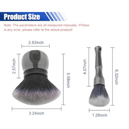 2PCS Car Detailing Brushes, Ultra Soft Bristles Dusting Brushes with Storage Rack, Curveball XL Synthetic Brushes, Covers Large Area Cleaning Tool for Inside or Outside Vehicles (Grey) - color: Grey