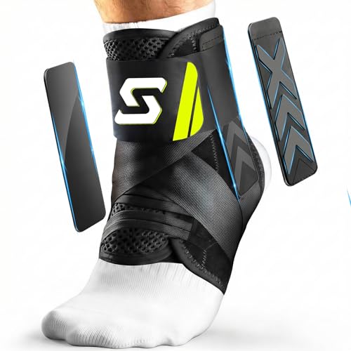 Quick Lace Up Ankle Brace for Sprained Ankle, Slim Fit Ankle Support Brace with Side Stabilizing Pads for Men & Women, Adjustable Ankle Stabilizer for Injury Recovery, Running, Sports, M-Support Plate of 1 - size: M(Ankle:12"-13")