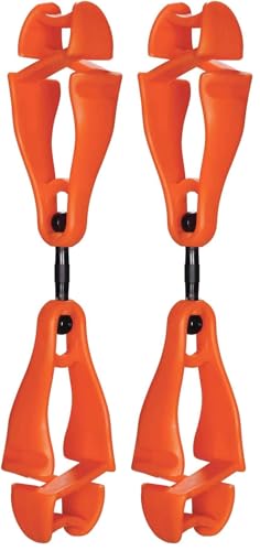 Ergodyne Squids 3420 Swiveling Glove Clip Holder with Dual Clips - color: Orange - Single, size: 1 Count (Pack of 2)
