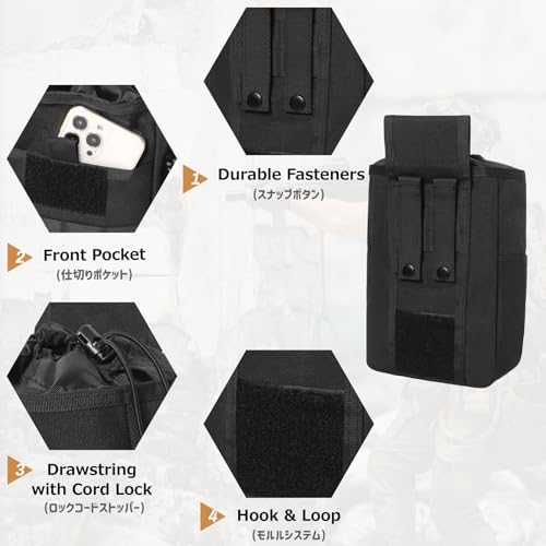 Azarxis Tactical Mini Belt Pouches, Multi-Purpose Small Battery Case Compact Utility EDC Card Slot Holder Waist Bags Military Molle Pack Sundries Storage Pack - color: #06 Black