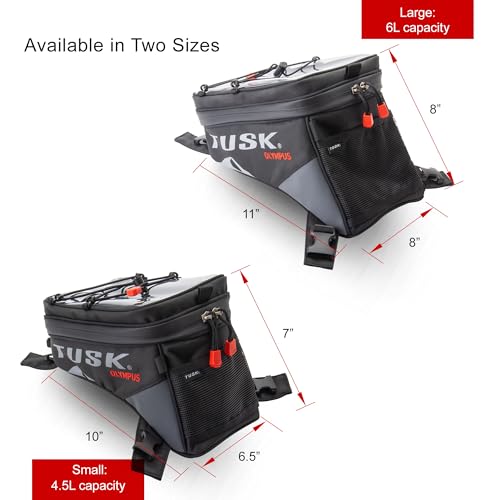 Tusk Olympus Large Tank Bag Black/Tan Durable Off-Road Motorcycle Storage Bag with Multiple Compartments and Secure Mounting - size: Tan Large