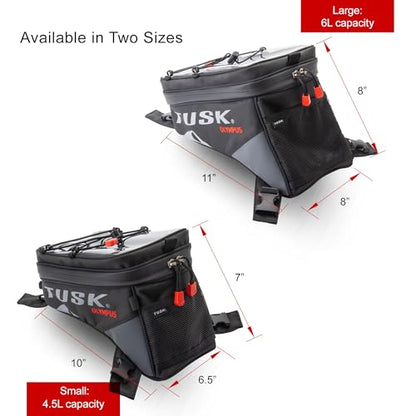 Tusk Olympus Large Tank Bag Black/Tan Durable Off-Road Motorcycle Storage Bag with Multiple Compartments and Secure Mounting - size: Tan Large