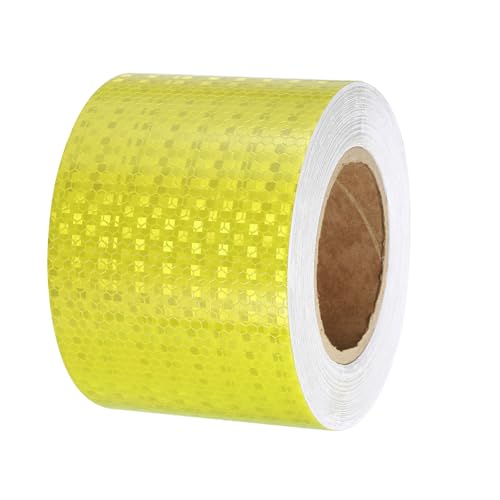 PATIKIL Reflective Tape, 1 Roll 4 Inch x 82 Ft Waterproof Self Adhesive High Visibility Caution Warning Safety Tape Reflector for Trucks Trailers Cars, Fluorescent Yellow - color: Fluorescent Yellow, size: 4 IN x 82 FT