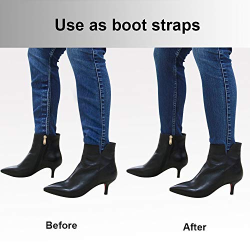 Boncas Improved Adjustable Elastic Boot Clips Boot Straps Pant Clips Stirrups Leg Straps Keeping Your Pants Tucked - color: Flat 3" -4.7"