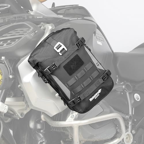 Rhinowalk Motorcycle Crash Bar Bag Waterproof 6L Motorcycle Frame Bag Saddle Bag Side Bag with Shoulder Strap (Black, 7L) - color: Black 7L
