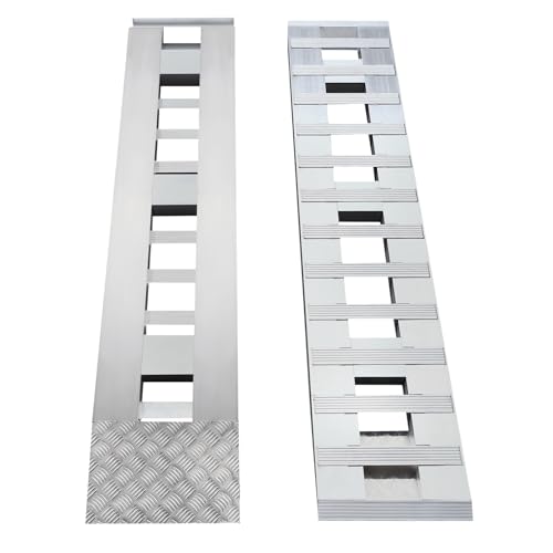2pcs 6800lbs 6 ft x 15" Aluminum Trailer Ramps with Top Hook Attaching End & Crossbar Anti-Slip Truck Car Auto Ramp Universal Loading Ramps for Motorcycle, ATV, Bike, Lawn Mower - size: 15”W x 72”L