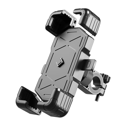 AUCELI Motorcycle Phone Mount, ABS Quick Release Bike Phone Holder for 4.7''-7.2'' Phones, Anti Shake with 360 Rotatable Phone Clip, Handlebar Clamp (Black) - color: Black