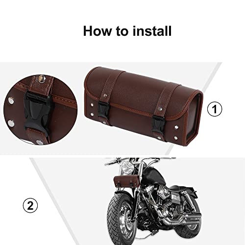 X AUTOHAUX Motorcycle Tool Bag Handlebar Bags Cycling Luggage Bag Waterproof PU Leather Square Brown 11.81"x5.12''