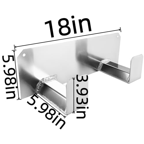 Aluminum 18" L x 5.98" W x 5.98" H Dual Helmet Holder and 17" L×3" W×3" H Tie Down Ratchet Strap Rack Suitable for Enclosed Race Trailer Garage Bike Shop Automotive Accessory