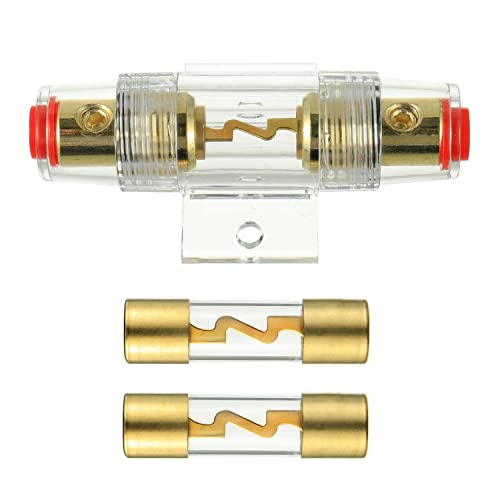 BOJACK 4-8 Gauge AWG in-line 100A AGU Fuse Holder with 100 Amp AGU Fuses for Car Audio, Alarm, Amplifier, Compressors, Waterproof Inline Fuse Holders (100A) - size: 100A