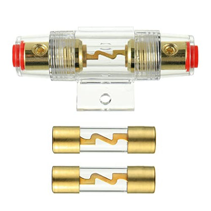 BOJACK 4-8 Gauge AWG in-line 40A AGU Fuse Holder with 40 Amp AGU Fuses for Car Audio, Alarm, Amplifier, Compressors, Waterproof Inline Fuse Holders (40A) - size: 40A