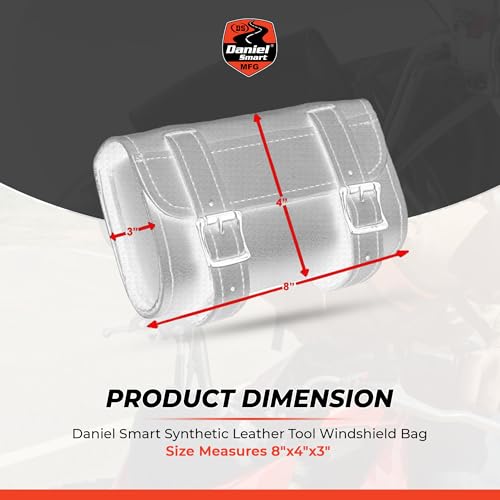 Daniel Smart Motorcycle Tool & Windshield Bag - Premium Synthetic Leather Pouch with Metal Buckle for Strong Hold | Durable & Waterproof - style: Ds5727