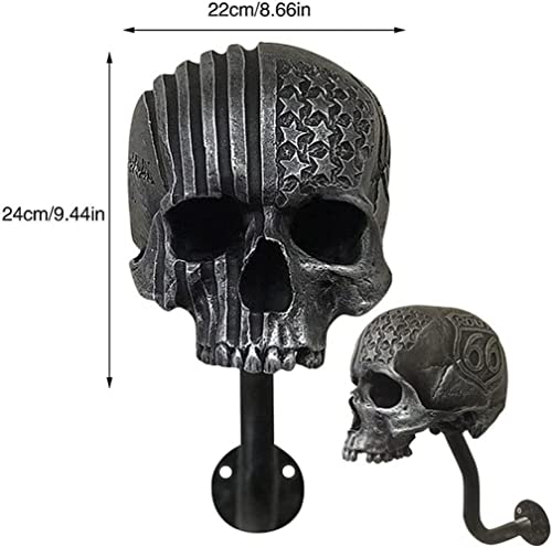 Personalized Cool Wall Mount Motorcycle Skull Helmet Holder, Skull with Beard-Helmet Rack,Removable Resin Crafts Motorcycle Helmet, Hanger for Coats, Bike,Baseballs and Rugby Helmet Caps, - color: B
