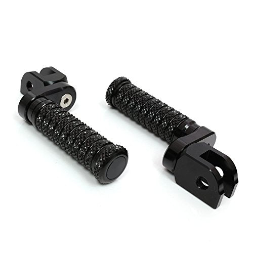 MC MOTOPARTS POLE Black CNC 25mm Extension Riser Front Foot Pegs Compatible with YZF R3 2015-2017 - color: Black, size: 25 mm Extension
