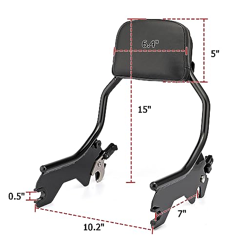 Mofun Short Passenger Backrest Sissy Bar Compatible with Harley Softail Street Bob FXBB,Heritage Classic FLHC FLHCS,Deluxe FLDE,Softail Slim FLSL 2018-2025,Gloss Black