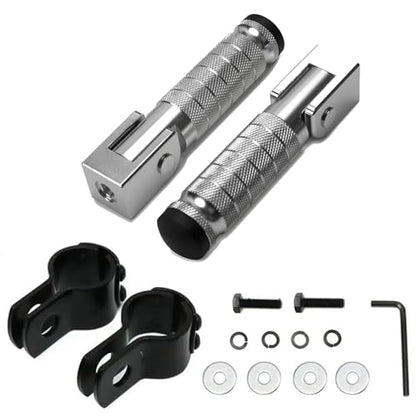XINGWU M8 Motorcycle Foot Pegs 90 Degree Foldable Footpegs CNC Anti-Skid Footrest Universal for Yamaha Honda Suzuki Aprilia Electric Car Motorbike Mini Bike Dirt Pit Bike Passenger Pedal (Silver) - color: Silver