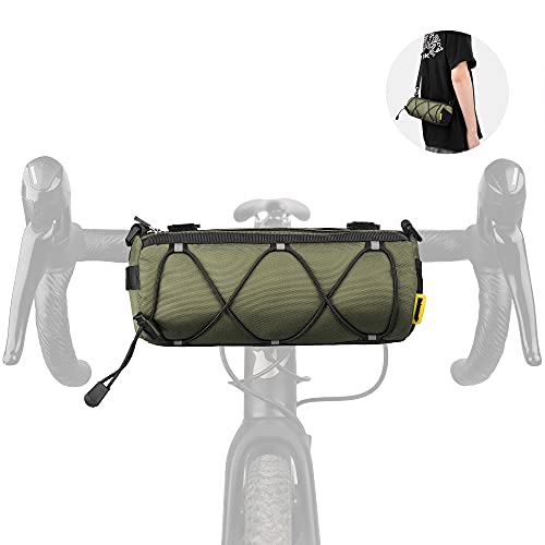 Rhinowalk Bike Handlebar Bag, Bicycle Front Bag Shoulder Bag Storage Bag with Shoulder Strap for Road Mountain Bike Cycling Travel - color: Green
