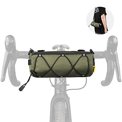 Rhinowalk Bike Handlebar Bag, Bicycle Front Bag Shoulder Bag Storage Bag with Shoulder Strap for Road Mountain Bike Cycling Travel - color: Green