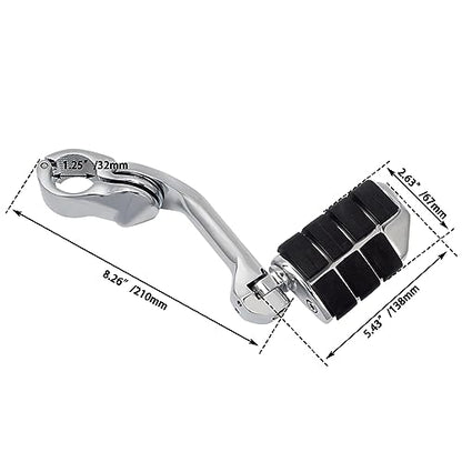 FOVPLUE 1.25" Highway Footpegs,Long Angled Adjustable Highway Pegs w/Mounts for Harley Touring Street Glide Electra Glide Road King Softail CVO Dyna Trike VRSC Sportster w/1-1/4" Engine Guard,Chrome#2 - color: CHROME LONG ANGLED