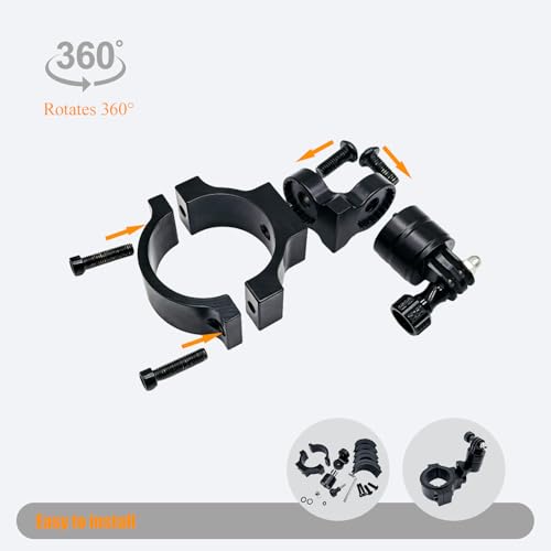 Adjustable UTV ATV Roll Cage Camera Mount Clamp for Insta360 Gopro Hero, Fits 1'' 1.5'' 1.75'' 2'' Tube Roll Bar, Action Camera Mount Holder for Polaris Ranger RZR Can-Am Maverick