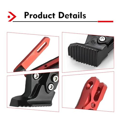 1 PC Motorcycle Kickstand, Height Adjustable CNC Alloy Side Stand with Non-slip Foot, Replacement Tripod Holder, Universal for Scooter Dirt Pit Bike (Red) - color: Red