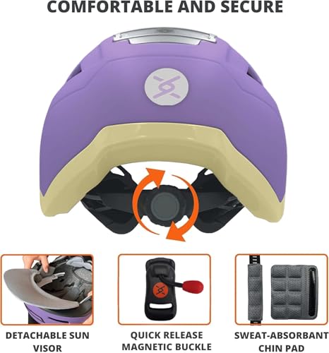 XNITO Bike Helmet with LED Lights - Urban Bicycle Helmet for Adults, Men & Women - CPSC & NTA-8776 Dual Certified - Class 3 E-Bikes, Scooters, Onewheel, Commuter, Mountain - color: Lavender, size: Large