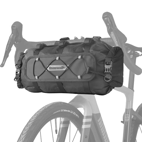 Rhinowalk Bicycle Handlebar Bag, both sides open and folded closed, with waterproof inner pocket, suitable for road bike, mountain bike, etc. - color: Black