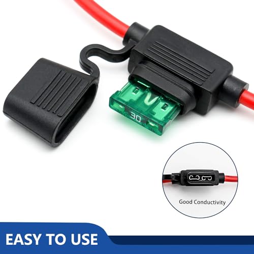 12 AWG Inline Fuse Holder - 12 Gauge Fuse Holder for 30A Blade Fuse (6 Pack) - size: 12 AWG