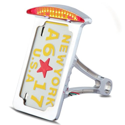 Motorcycle Side Mount License Plate Frame Tail Light For Harley Cruiser Chopper - color: Chrome