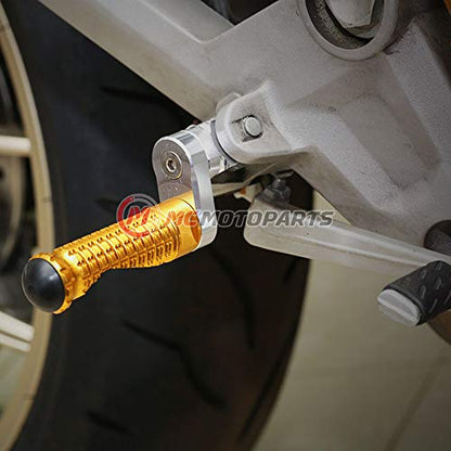 MC MOTOPARTS MPRO Gold 25mm Extended Front CNC Footpegs Compatible with YZF R1 00-21 YZF R6 03-19 YZF R1M 15-21 R1S - color: Gold, size: 25mm Extension