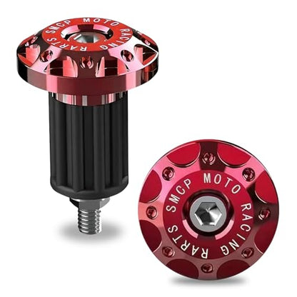 2 PCS Universal Motorcycle Bar End Plug, Shockproof Handlebar End Caps, 7/8" Aluminum Alloy Handlebar Grip End Caps Replacement, for Most Motorcycles (Red) - color: Red