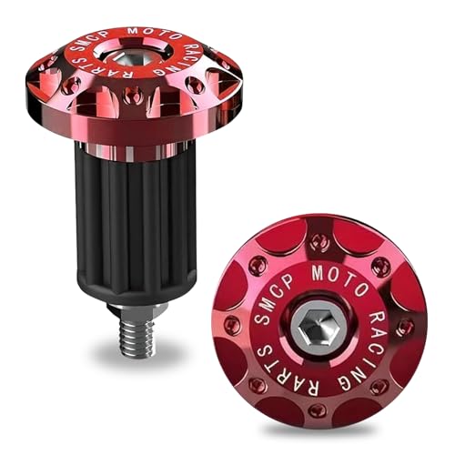2 PCS Universal Motorcycle Bar End Plug, Shockproof Handlebar End Caps, 7/8" Aluminum Alloy Handlebar Grip End Caps Replacement, for Most Motorcycles (Red) - color: Red