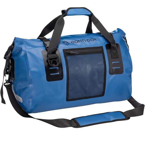 Earth Pak Waterproof Duffel Bag - Heavy Duty Motorcycle Dry Bag with Large Storage Space Perfect for Traveling, Camping, Kayaking, Fishing & Canoeing Bag 50L/70L/90L/120L Sizes - color: Blue, size: 120L