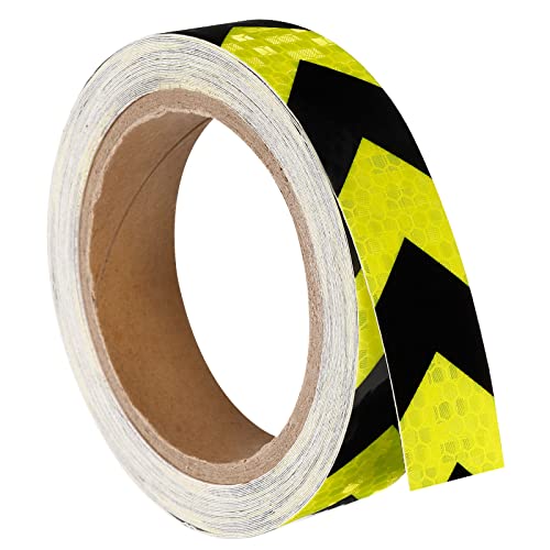 PATIKIL Reflective Tape, 1 Roll 30 Ft x 1-inch Waterproof Adhesive High Visibility Caution Warning Safety Tape Reflector for Trucks Trailers Cars, Arrow Fluorescence Yellow Black - color: Fluorescence Yellow Black, size: 30 ft x 1-inch