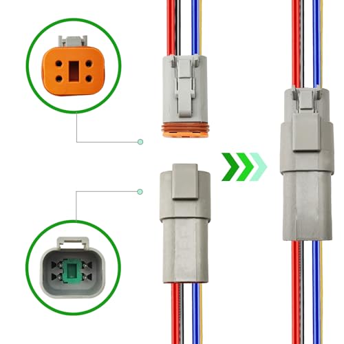 14 AWG 4 Pin DT Connector, 4 Wire Automotive Waterproof Electrical Connectors, 14 Gauge Male and Female Quick Connect Harness for Car Truck Boat -4 Pack - style: 4 Pin