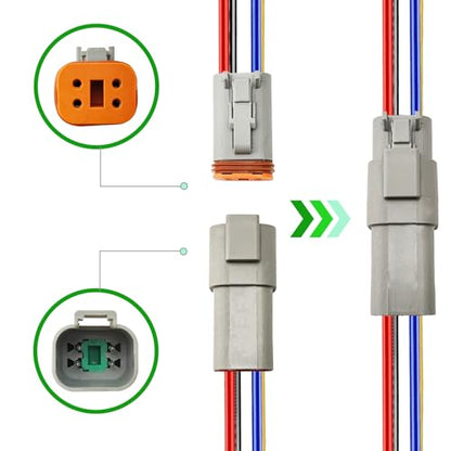 14 AWG 4 Pin DT Connector, 4 Wire Automotive Waterproof Electrical Connectors, 14 Gauge Male and Female Quick Connect Harness for Car Truck Boat -4 Pack - style: 4 Pin