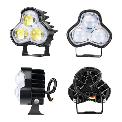 Triple 6050 LED Motorcycle Fog Lights, DC 9-60V 16W Auxiliary Spot Lights with Adjustable Bracket, IP67 Waterproof for Off Road & Night Riding