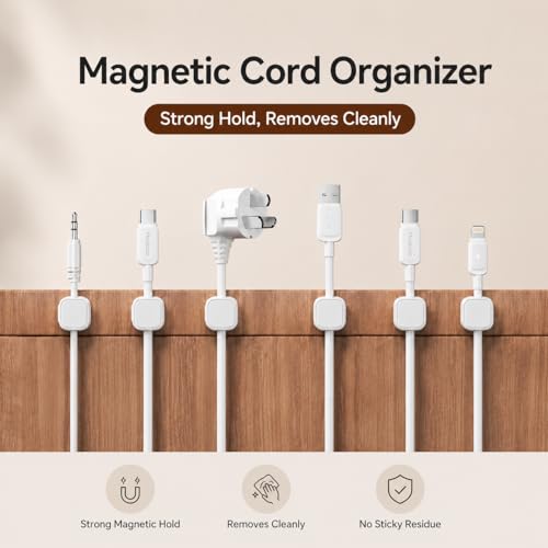 nyareka18-Pack Adhesive Cable Organizer Clips for Desk, White | Strong acrylic adhesive, One-hand spring lock, Compact keycap design, Residue-free removal, Black & White options - color: White