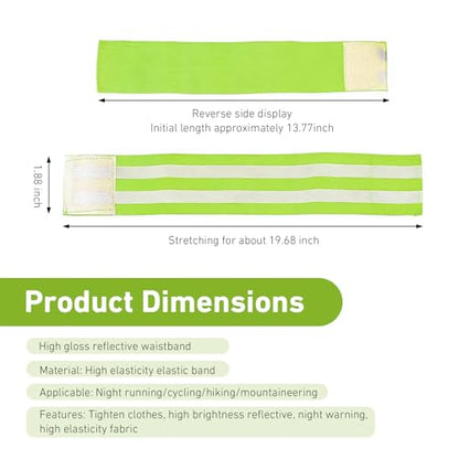 4 PCS High Visibility Reflective Bands, Reflective Running Gear for Wrist, Arm, Ankle, Leg, High Elastic Stretch Reflective Strap, Universal for Night Running, Cycling, Walking - color: Green